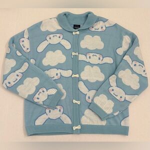 Sanrio Cinnamoroll Blue Cloud Collar Cardigan Size Medium Gently Used